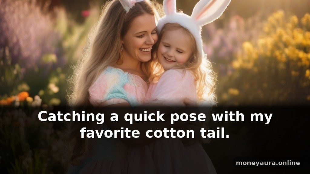 Short easter puns for kids posing with the bunny